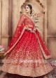 Bridal Heavy Embroidered Lehenga Set in Red